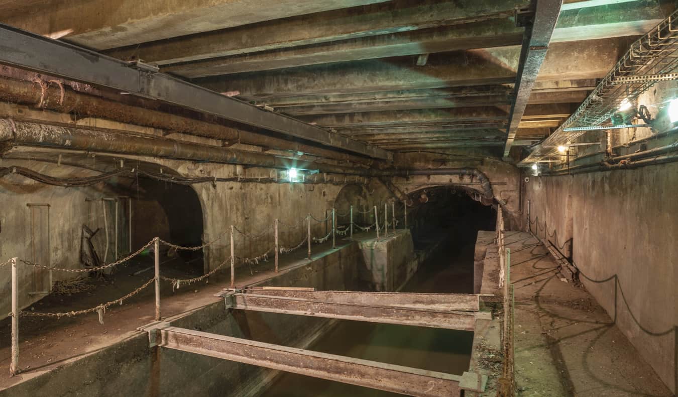 the historic sewers of Paris, a dark and spacious area underneath the city in France