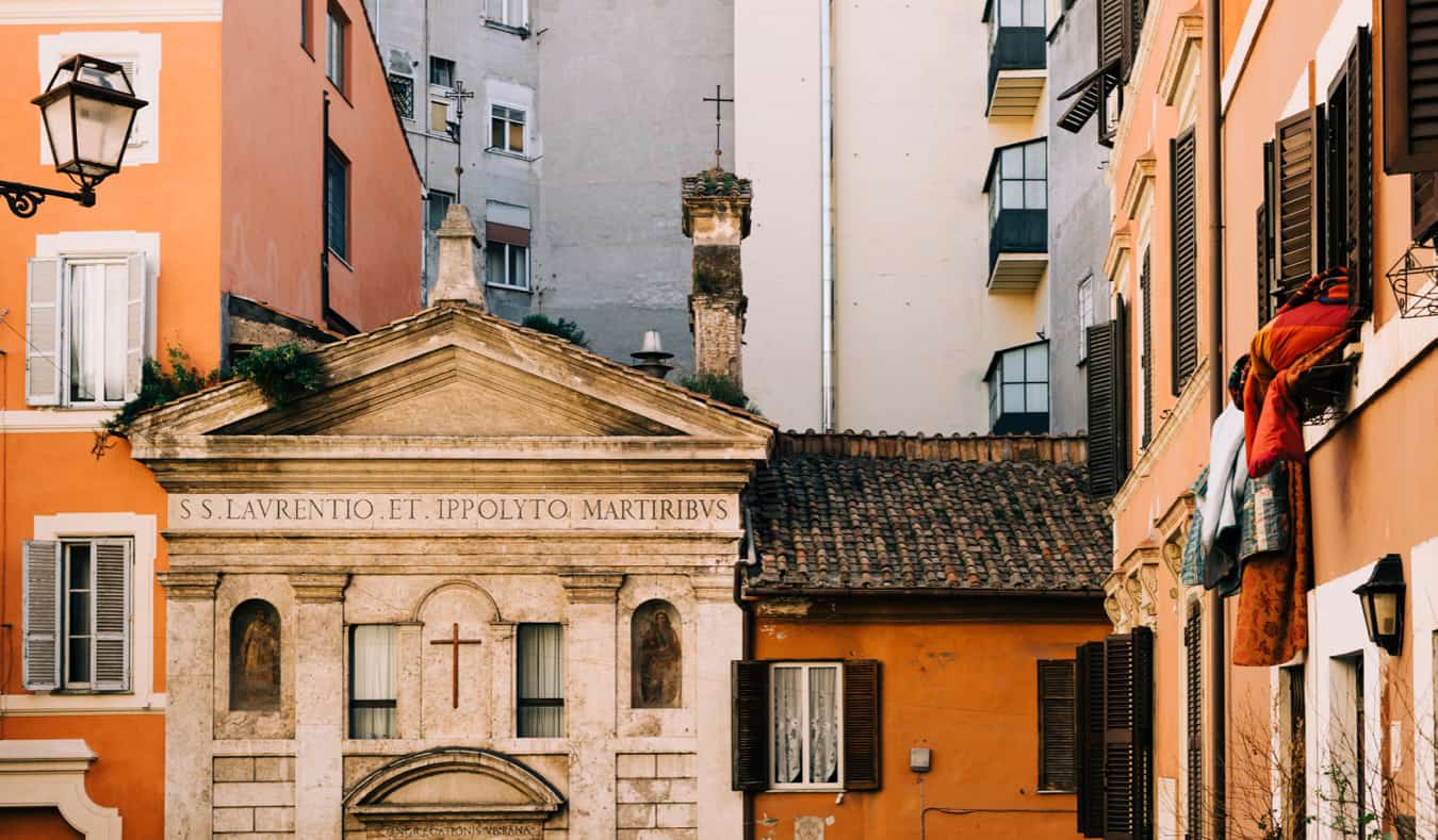 Old buildings in the Monti district of Rome, Italy