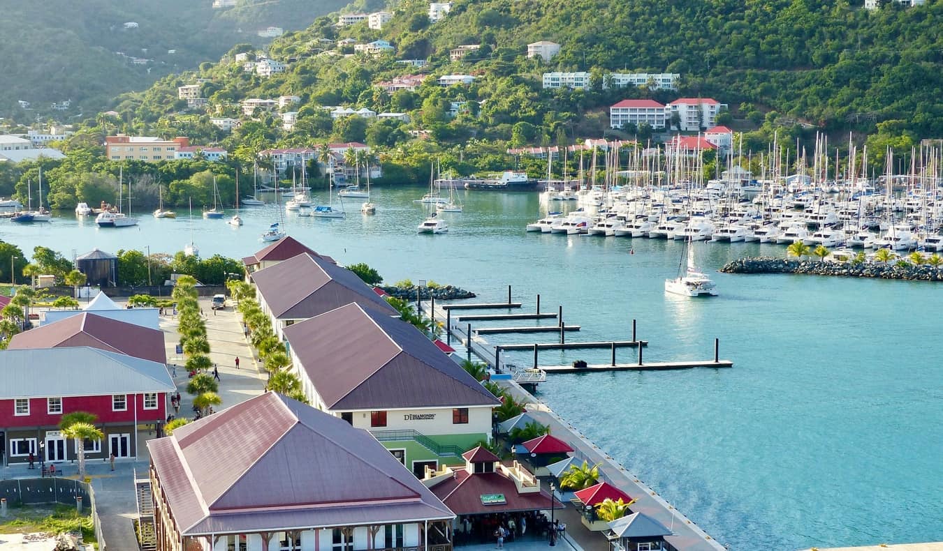 A boat sailing the British Virgin Islands in the summer