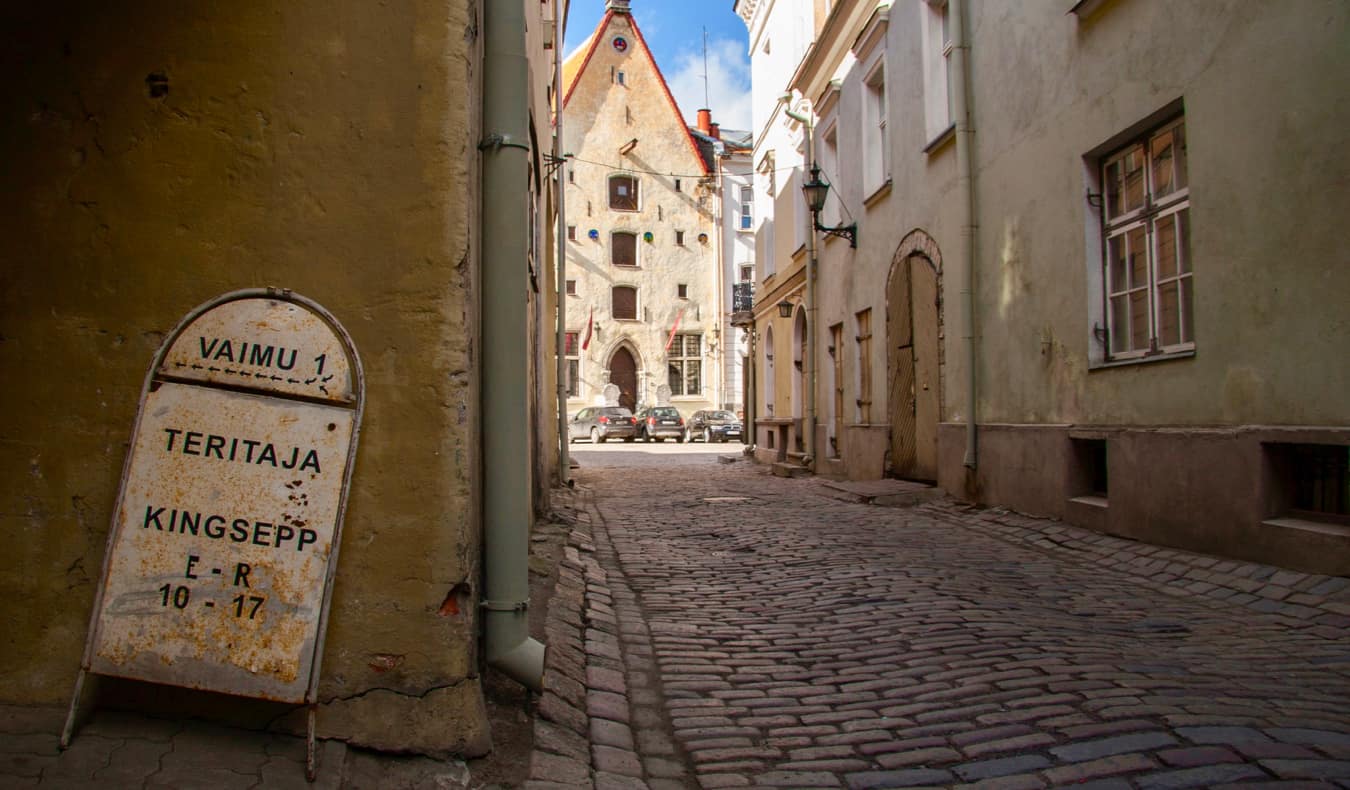 A winding alley in Tallinn, Estonia