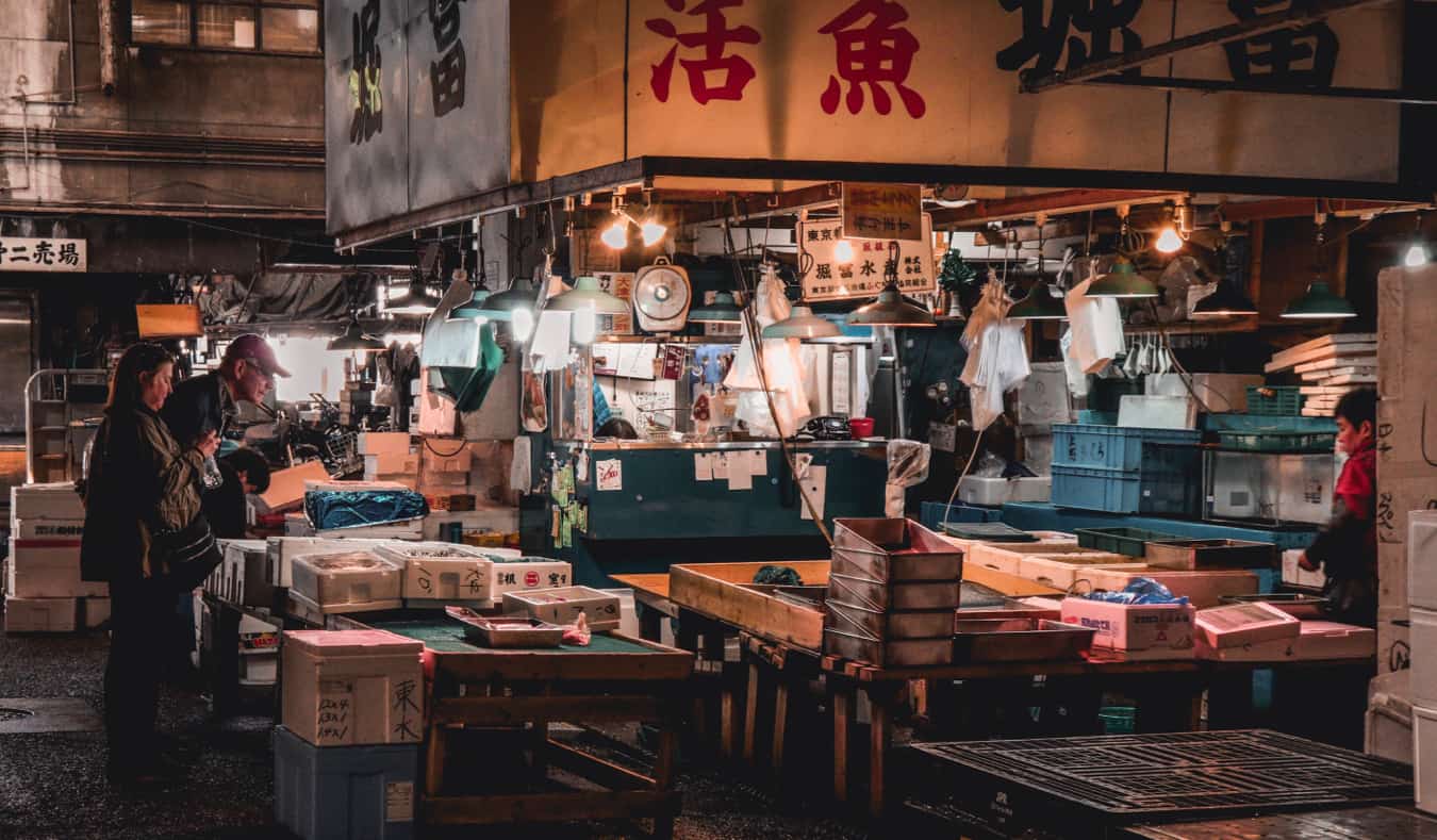 The massive fish market in Tokyo, Japan