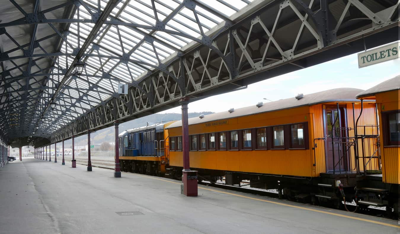 An old train in Dunedin, New Zealand parked at the station