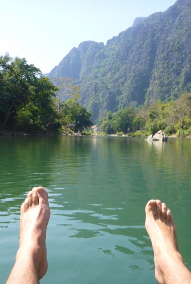 The famous Vang Vieng river for tubing in Laos