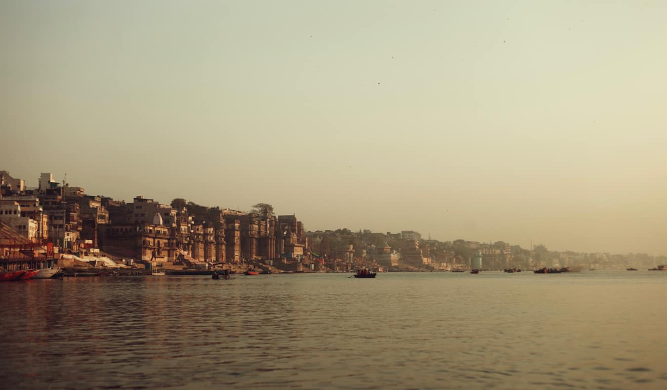 They busy shores of Varanasi, India