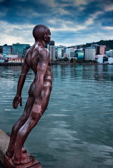 swimmer statue at Wellington waterfront