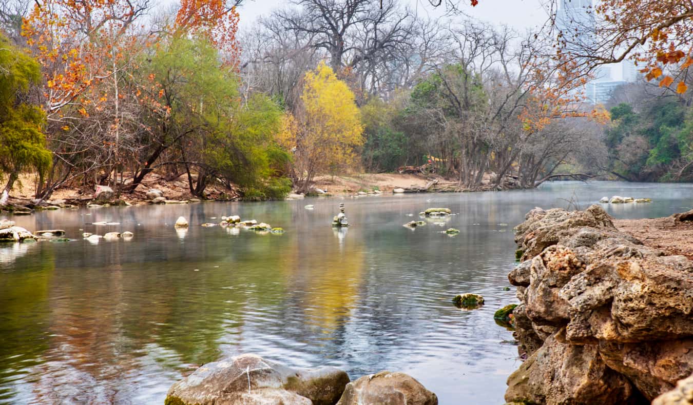 A small stream in Zilker Park in Austin, TX