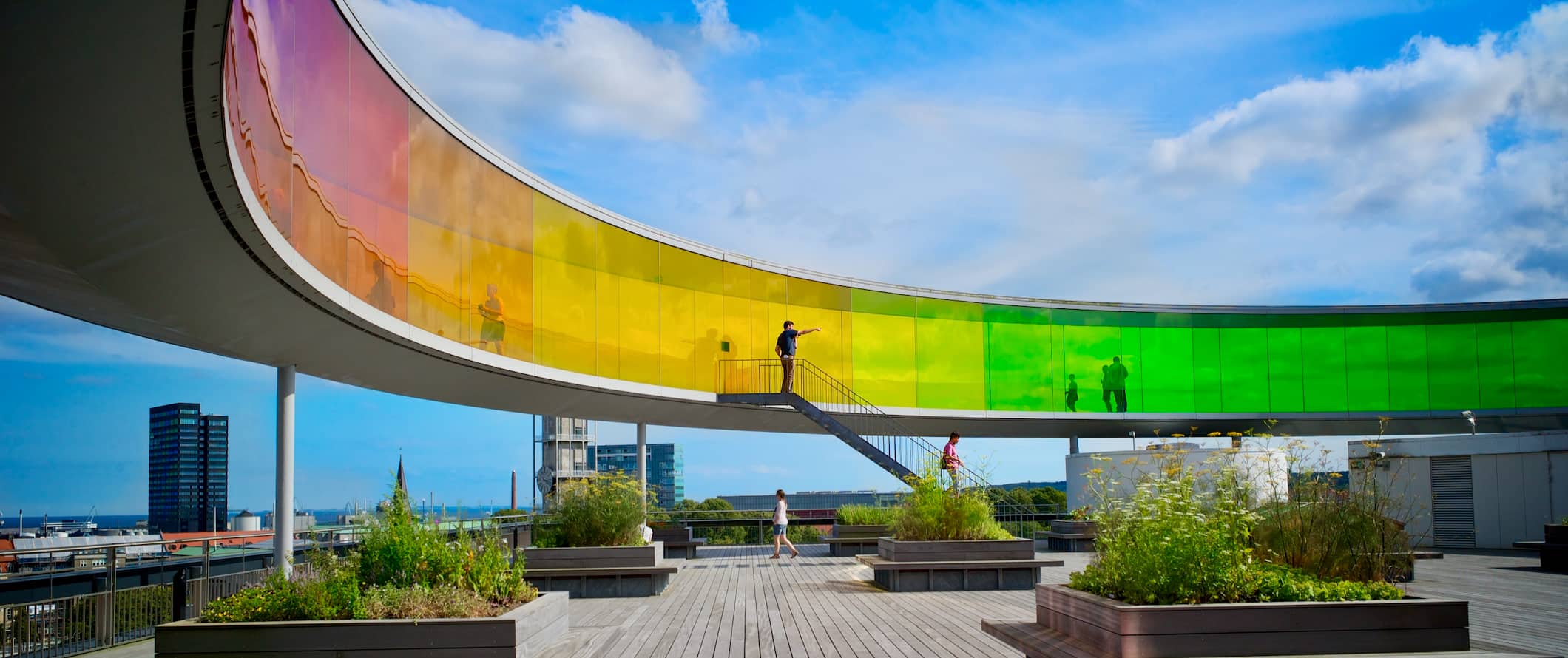 Colorful panoramic artwork in the city of Aarhus, Denmark at the Art Museum