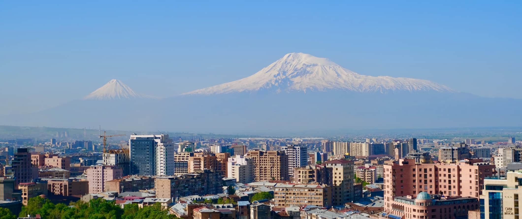 Mount Ararat and the Yerevan skyline in Armenia