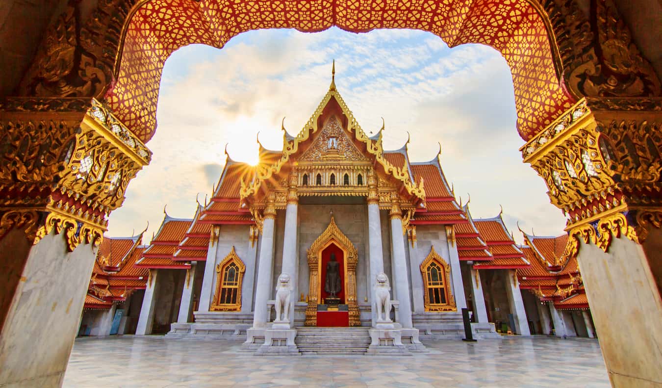 The gorgeous Wat Benchamabophit temple in Bangkok, Thailand