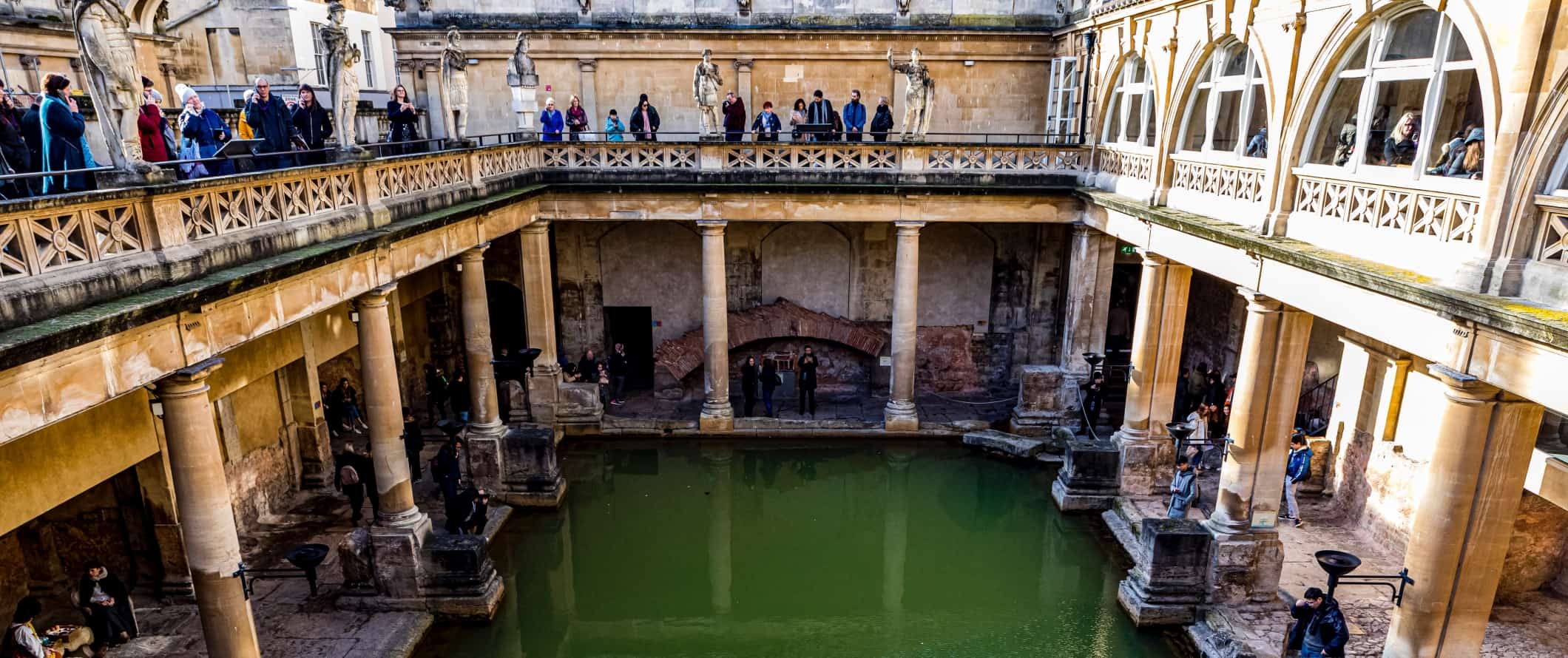 The historic Roman baths in Bath, England