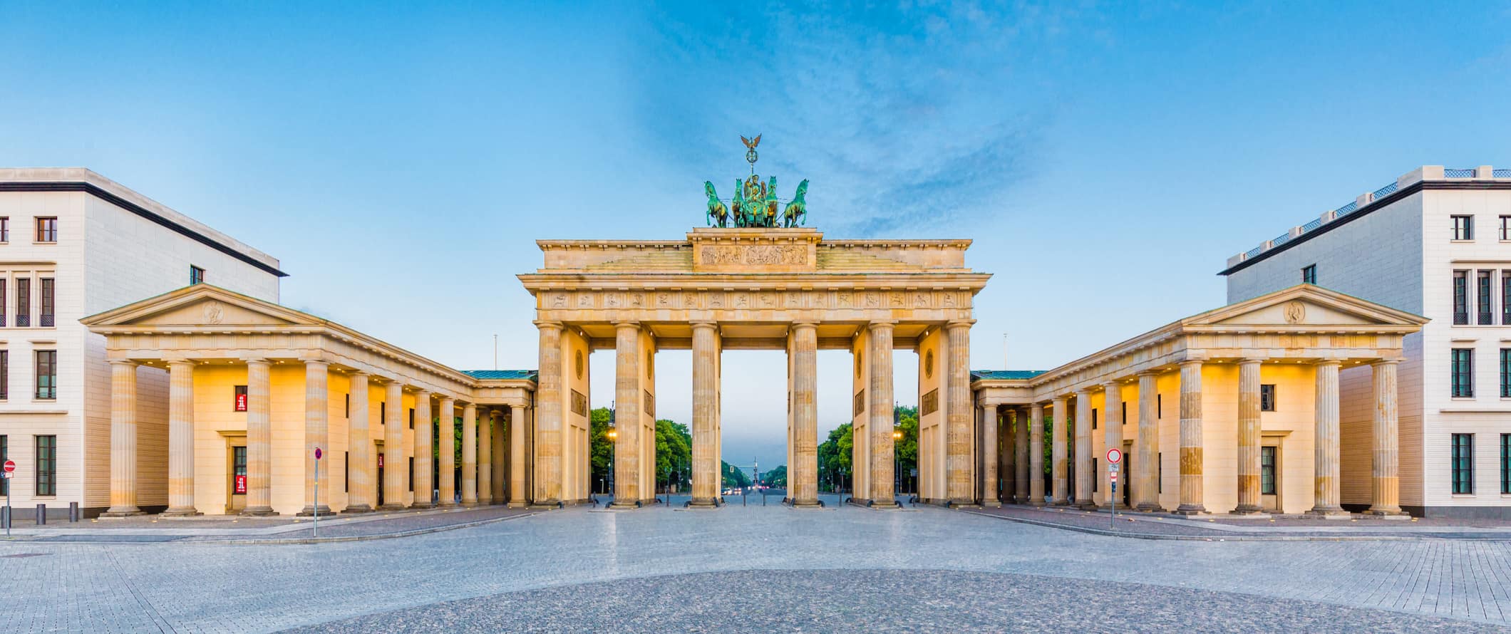 The famous Brandenburg Gate without any people nearby in Berlin, Germany