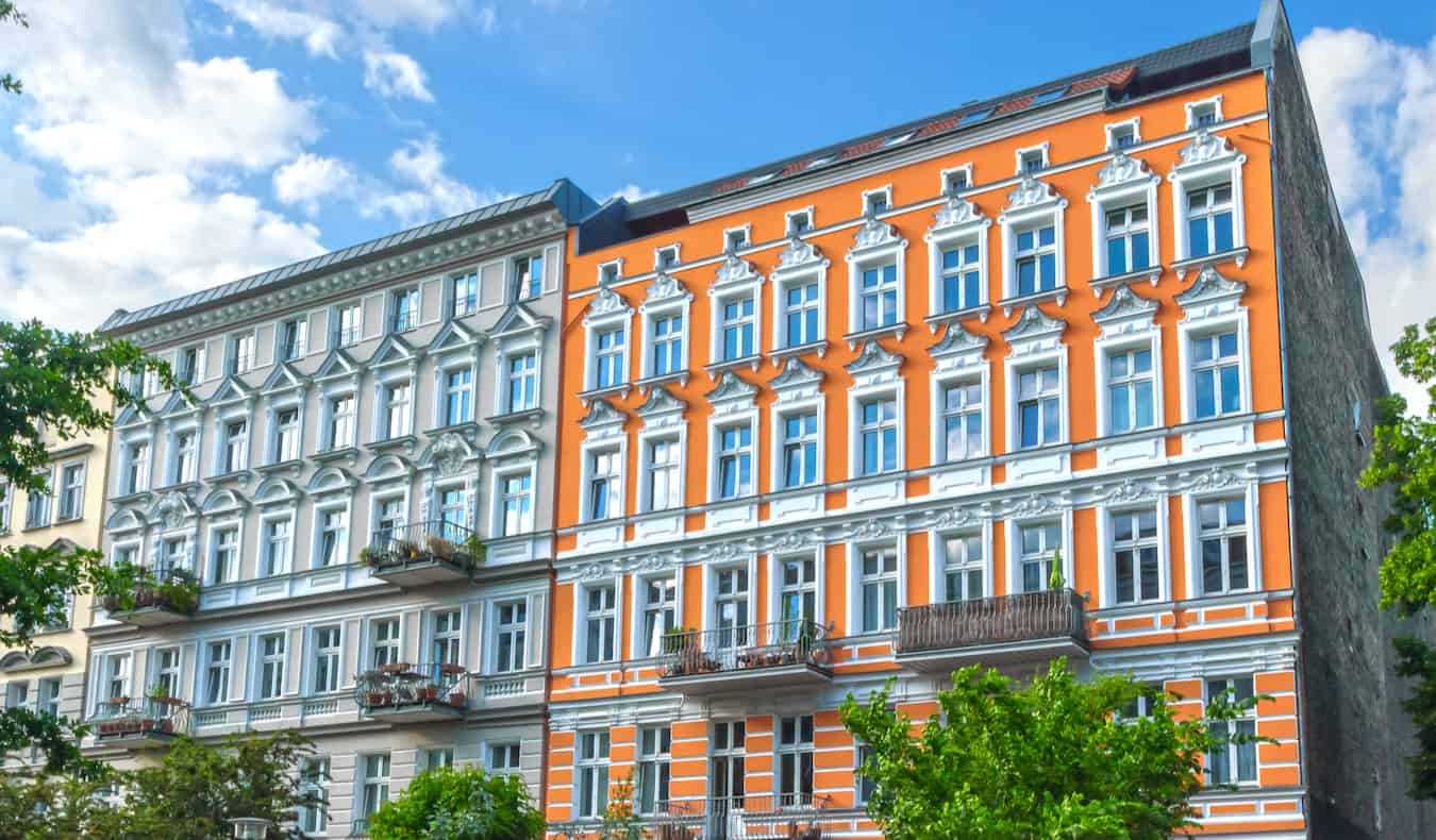 Colorful suite buildings in the Prenzlauer Berg neighborhood in Berlin, Germany