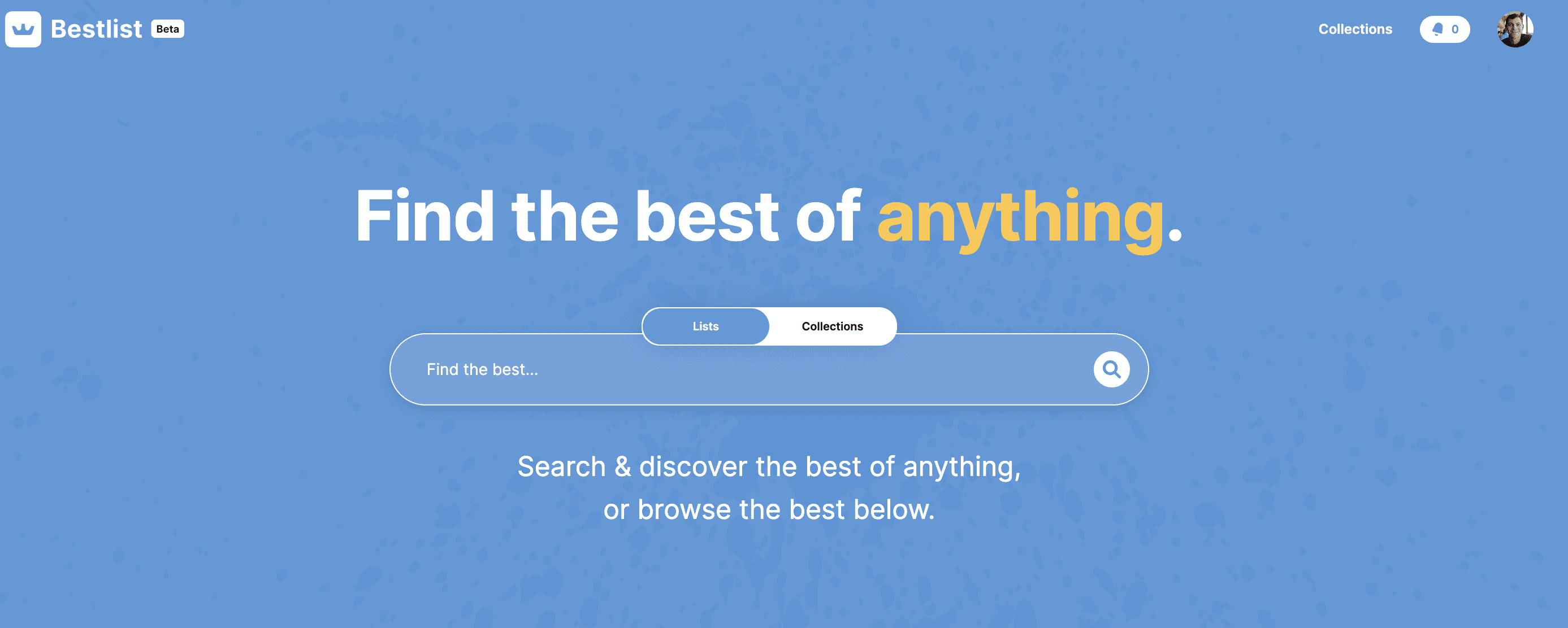 A screenshot of the Bestlist.com homepage