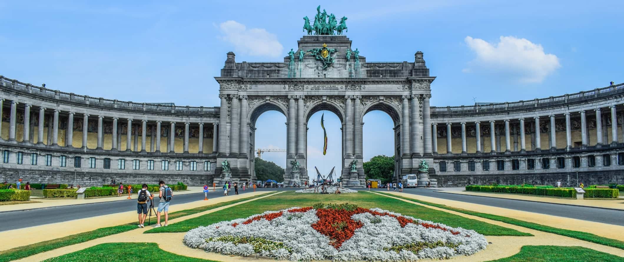 The Parc du Cinquantenaire, a u-shaped monument in Brussels, Belgium