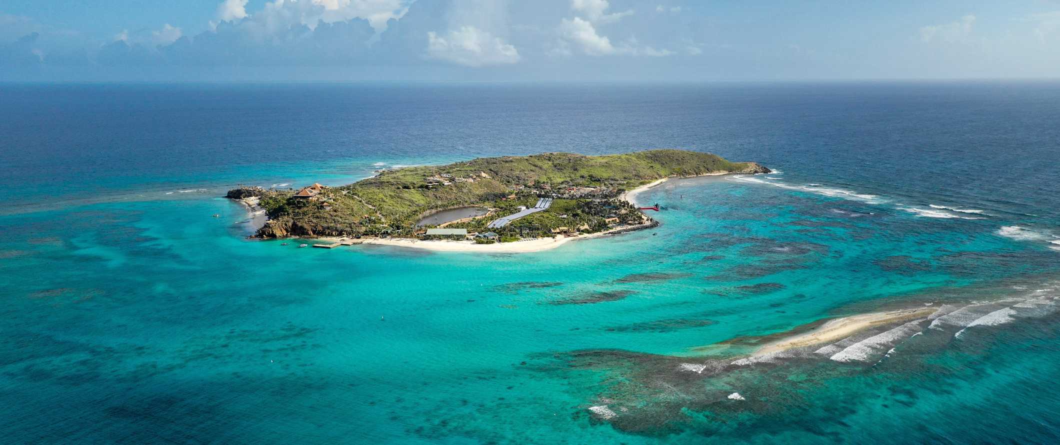 Aerial view of Necker Island in the British Virgin Islands