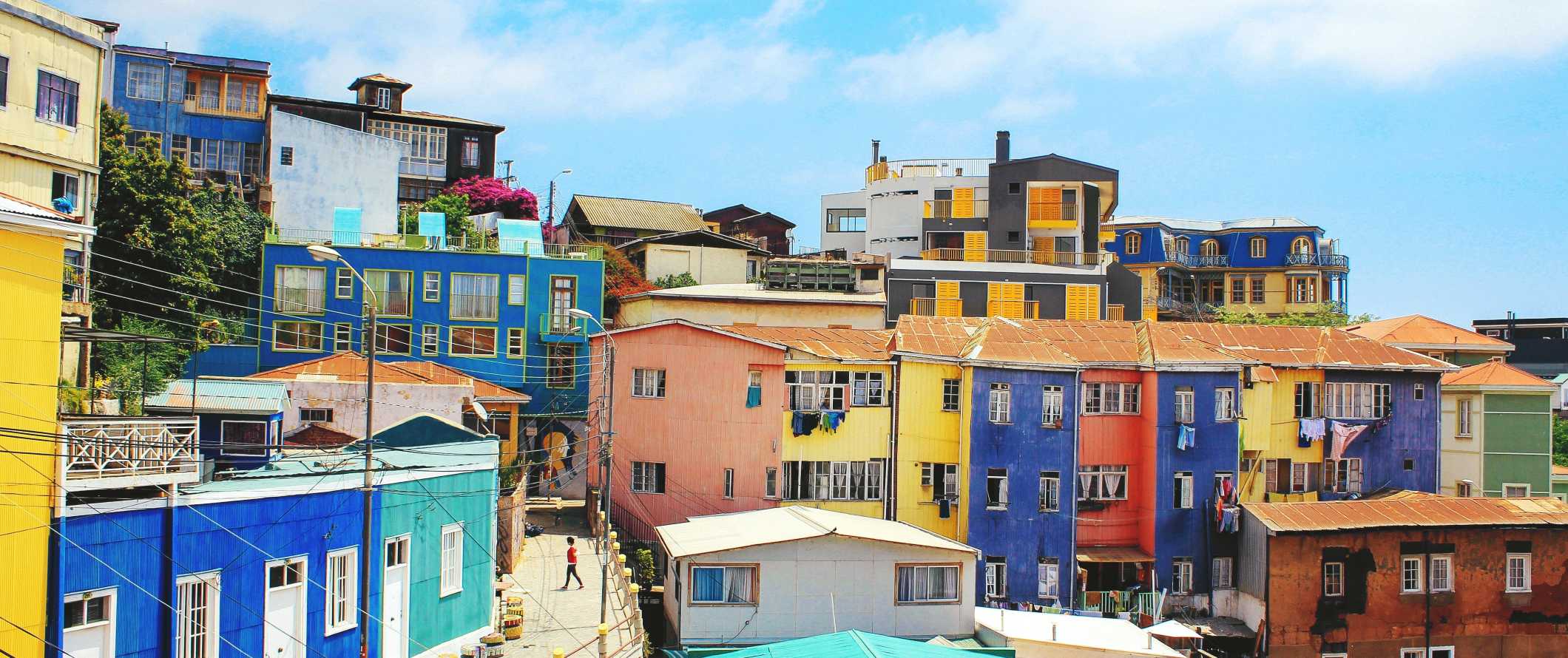 Colorful buildings in the city of Valparaiso, Chile
