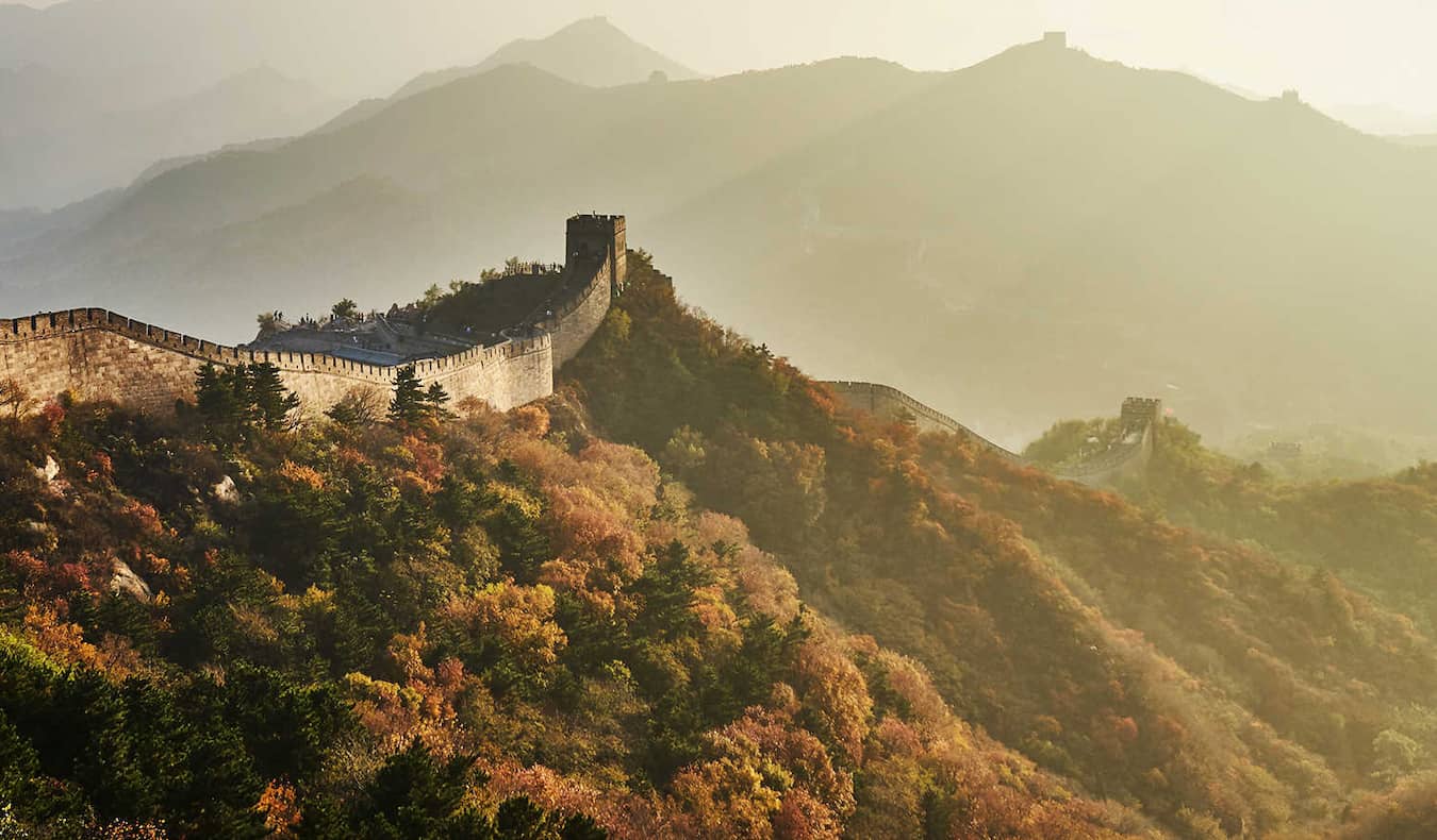 The famous Great Wall of China rolling over the landscape