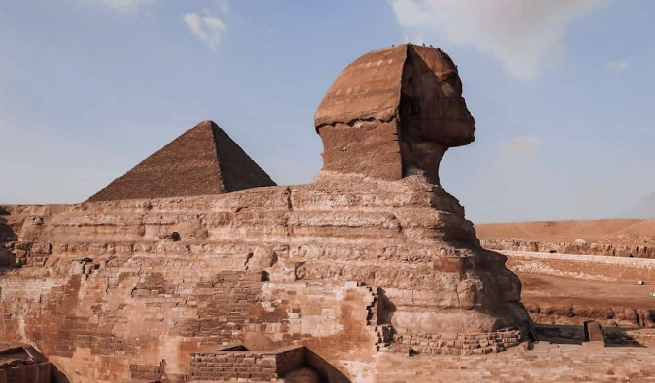 The famous statue of the Sphinx in Agapi