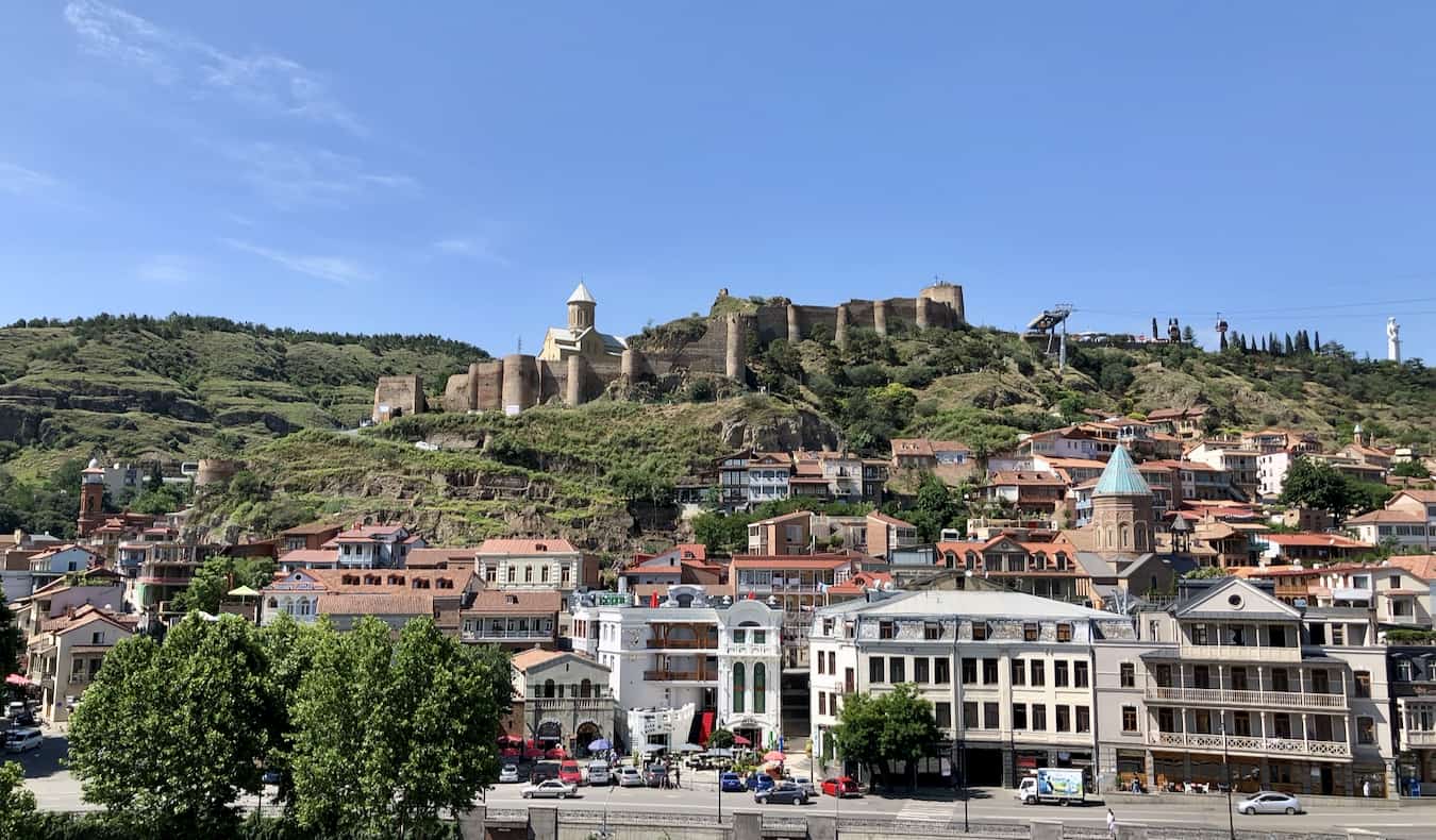 The bustling capital of Georgia, Tbilisi, on a bright and sunny day