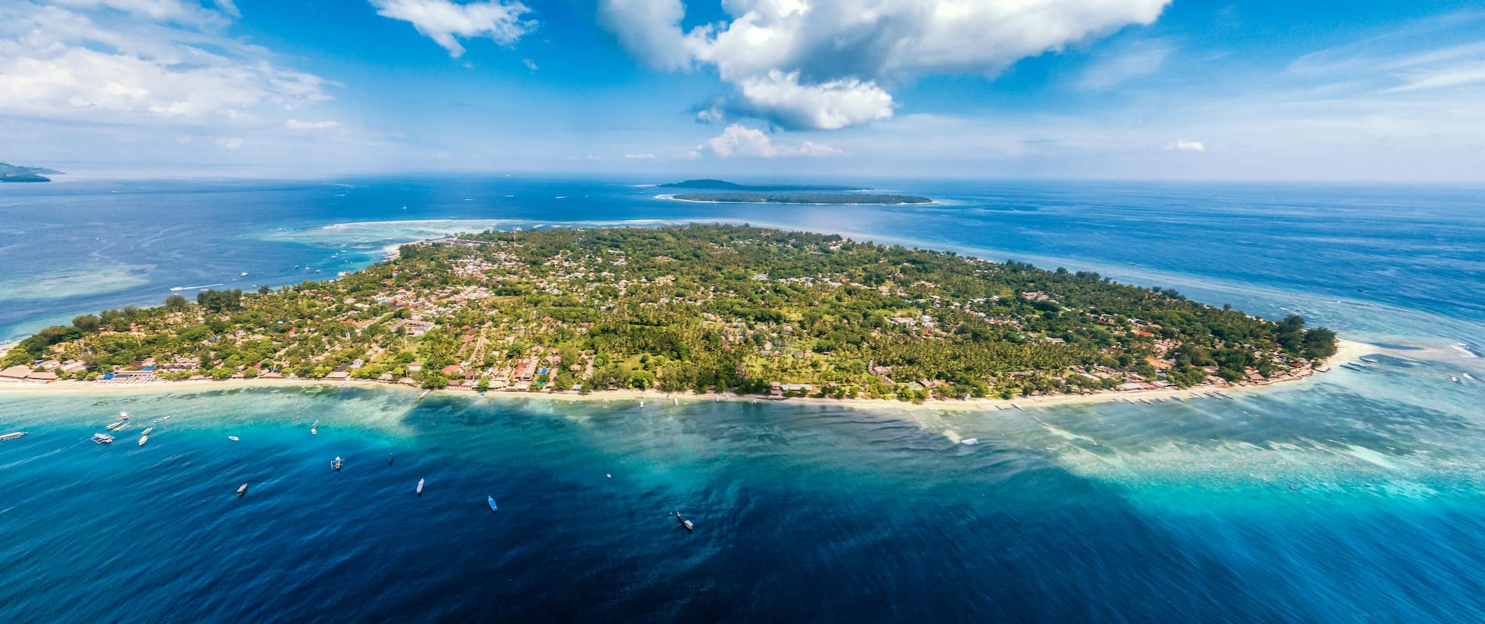 An aerial view of one of the picturesque Gili Islands in Indonesia