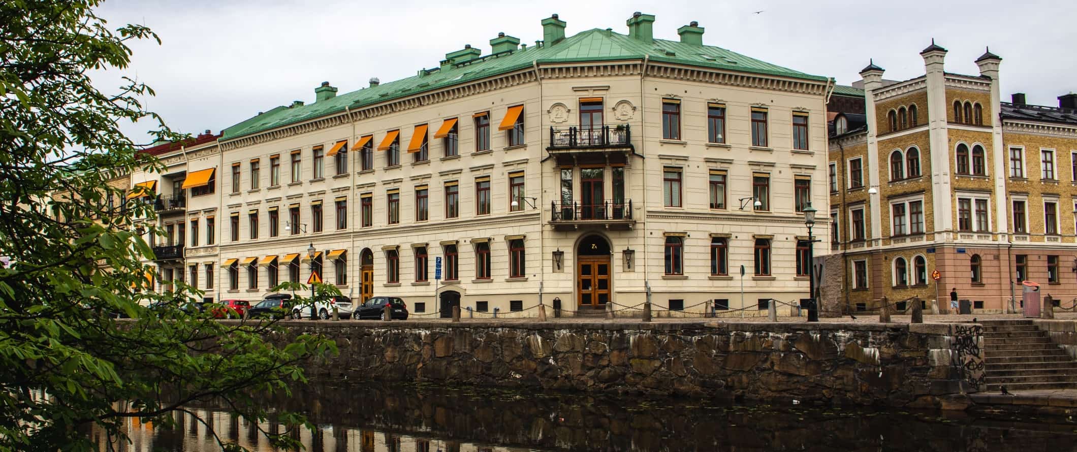Historic buildings along the waterfront in Gothenburg, Sweden