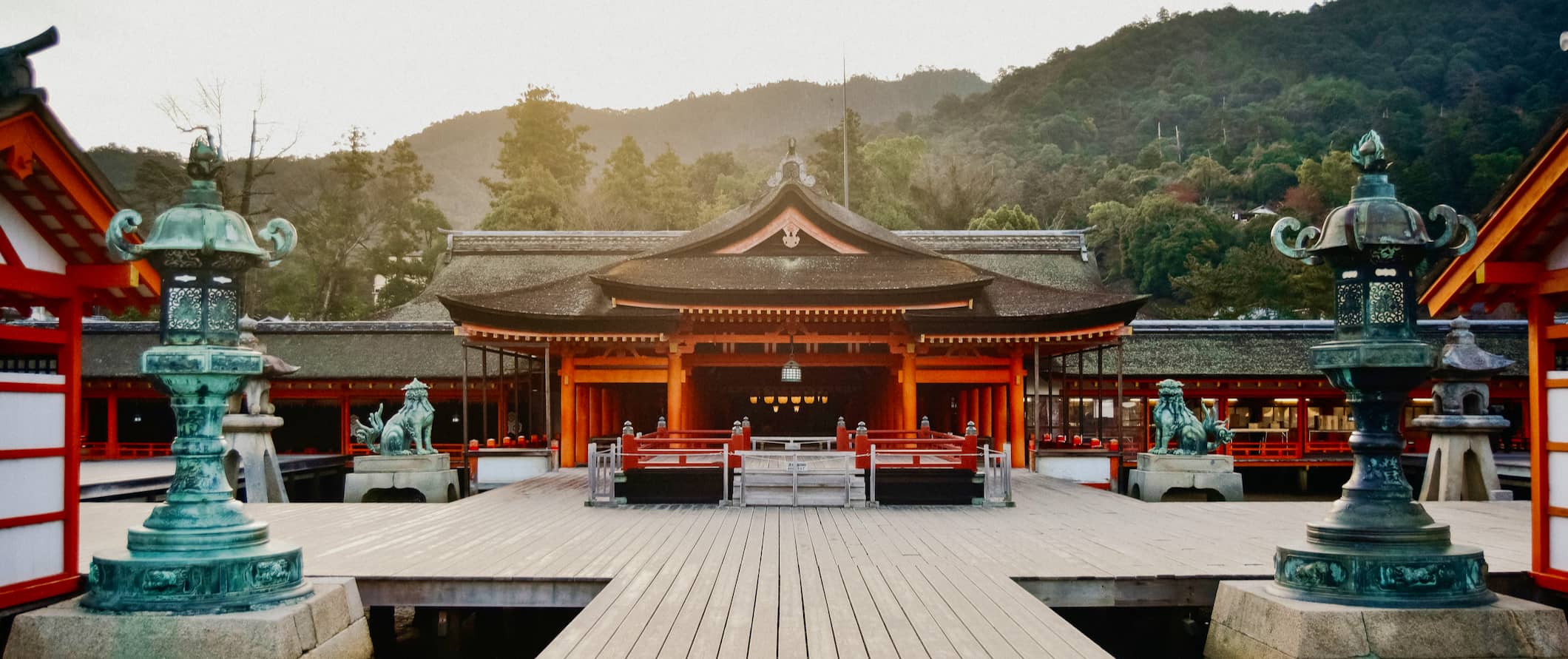 A historic temple in bustling Hiroshima, Japan