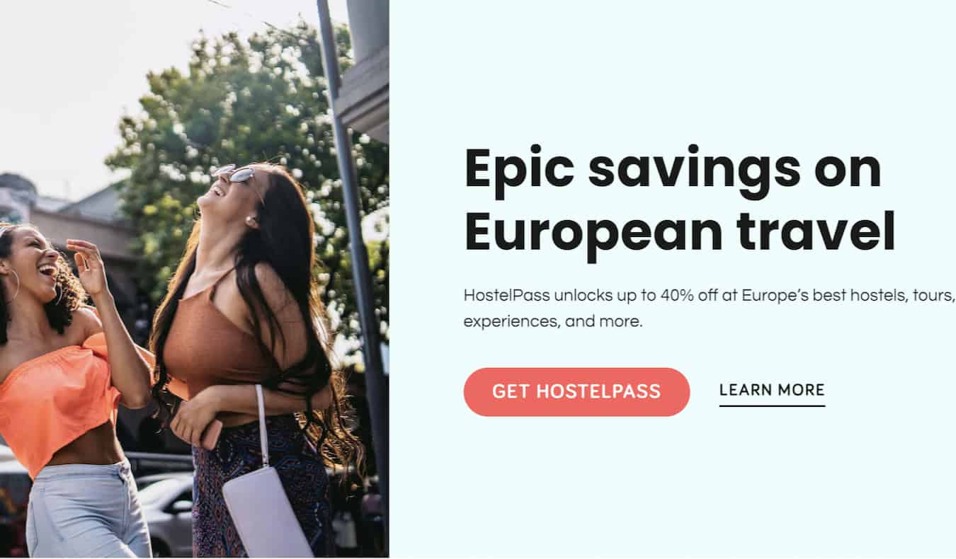 Homepage of the HostelPass website