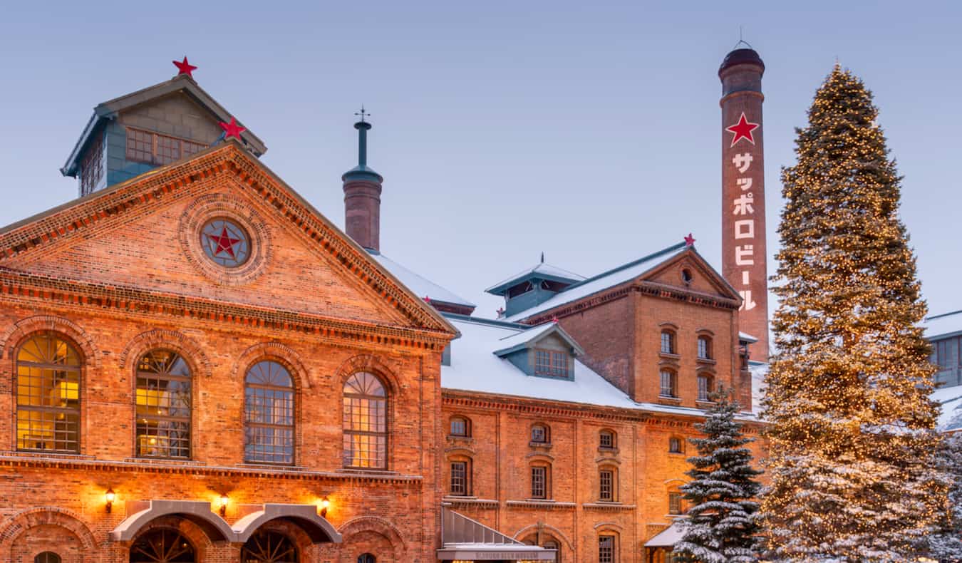 An old brewery in the winter in Sapporo, Japan