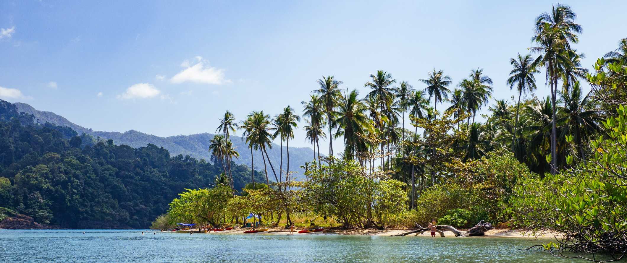 The beautiful beaches and sandbars along the coast of Ko Chang, Thailand on a sunny day