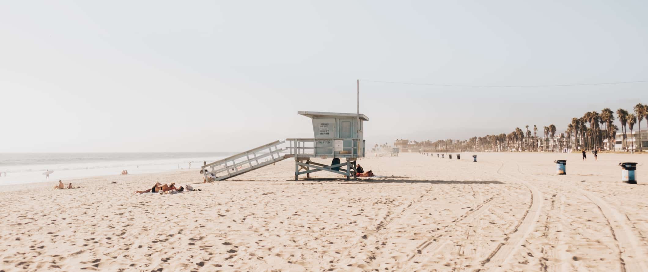 The white and sandy Venice beach in los Angeles, USA