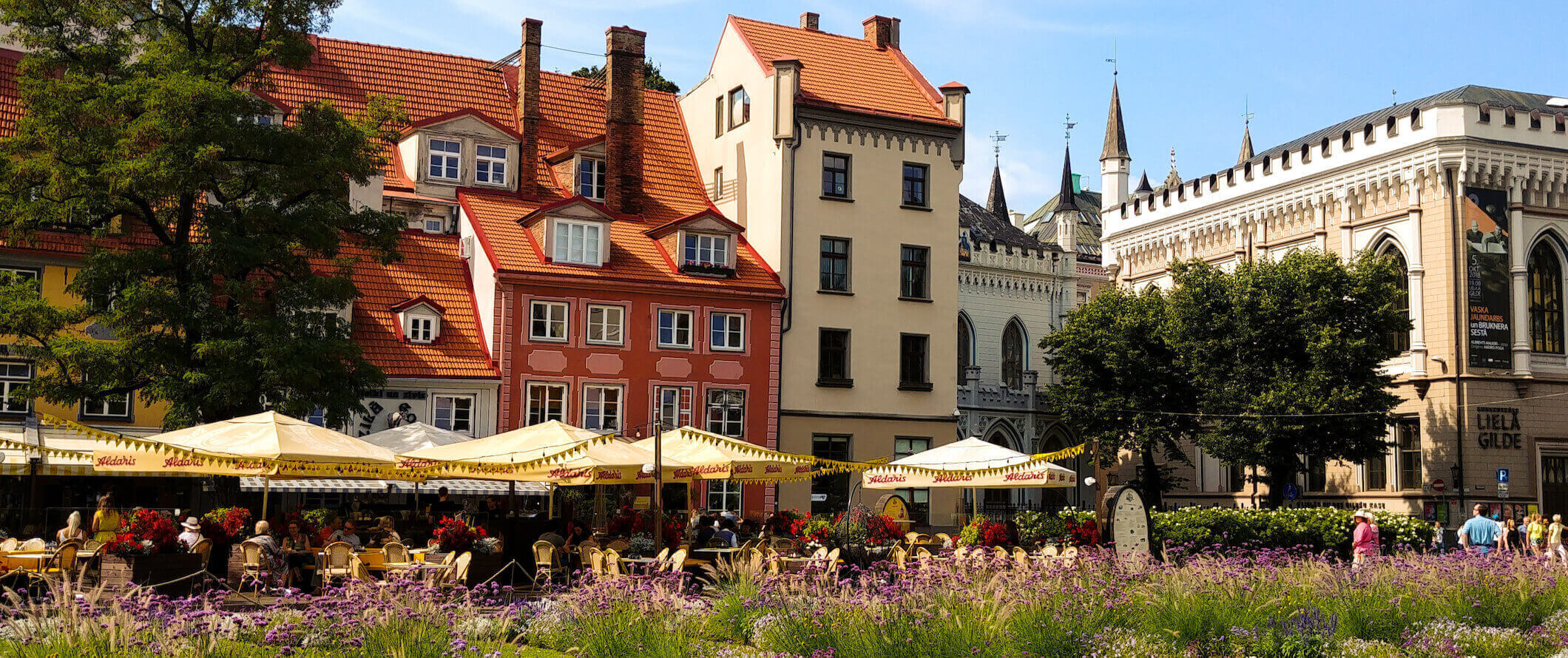 Old colorful buildings in the charming city of Riga, the capital of Latvia