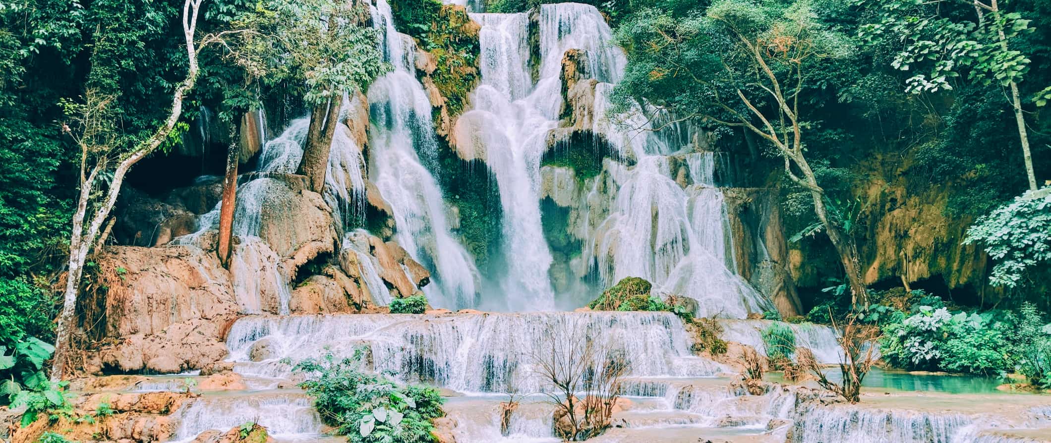 The famous Kuang Si waterfalls near Luang Prabang, Laos