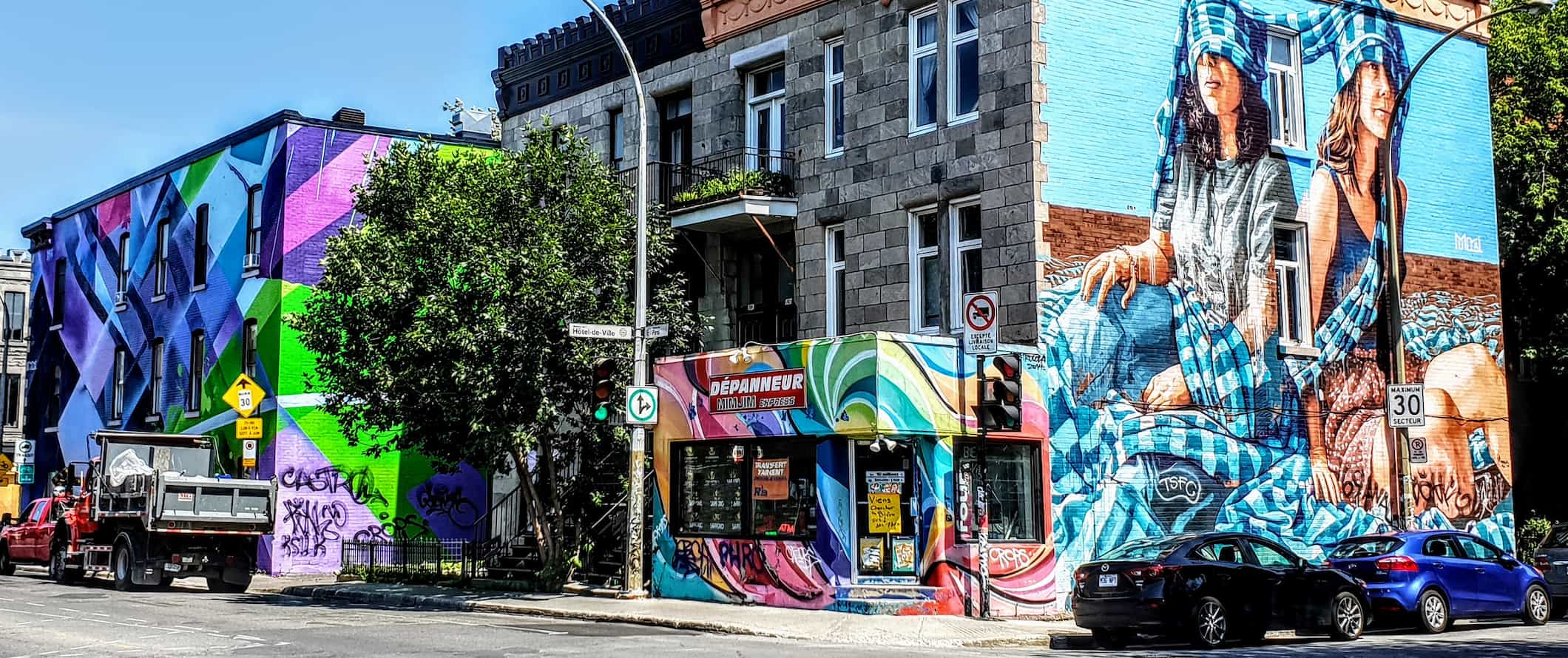 Colorful leaves on a quiet street in Montreal, Canada