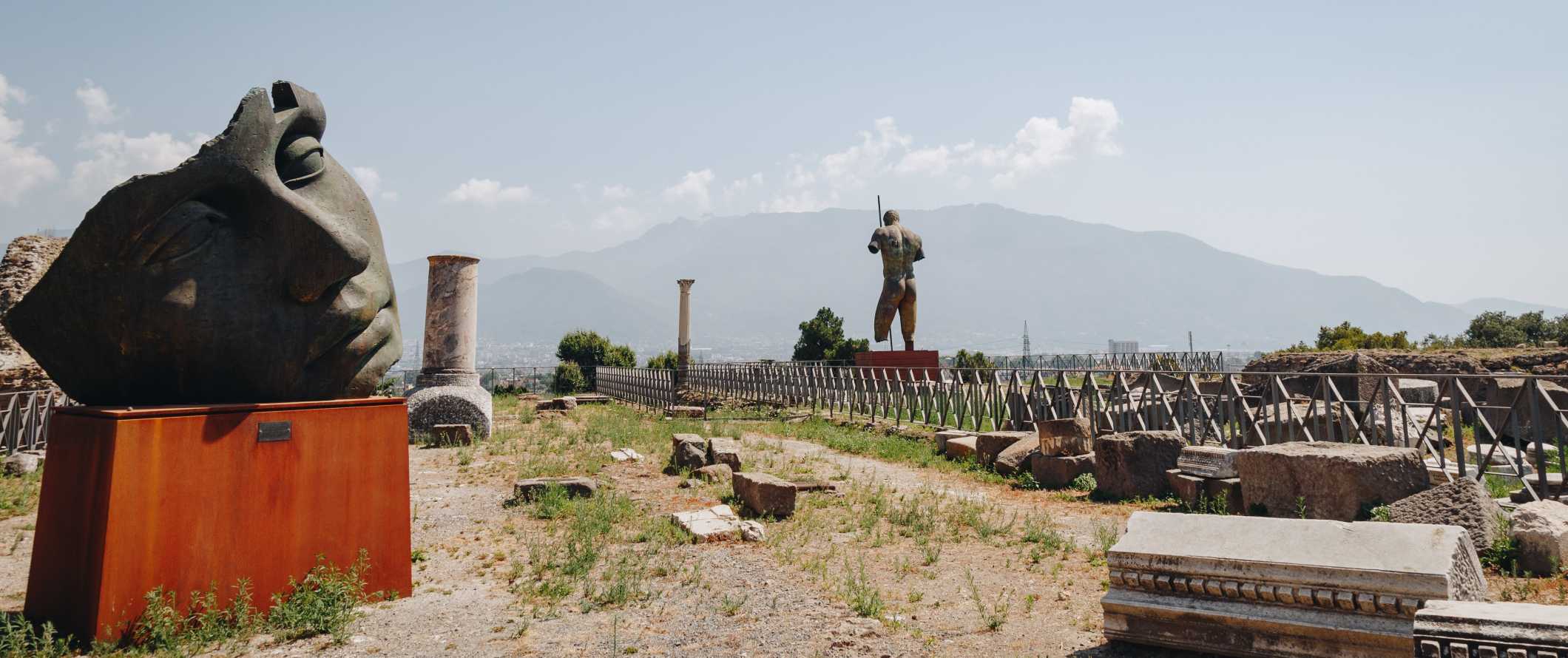Ruins of Pompeii with Mount Vesuvius in the background, near Naples, Italy.