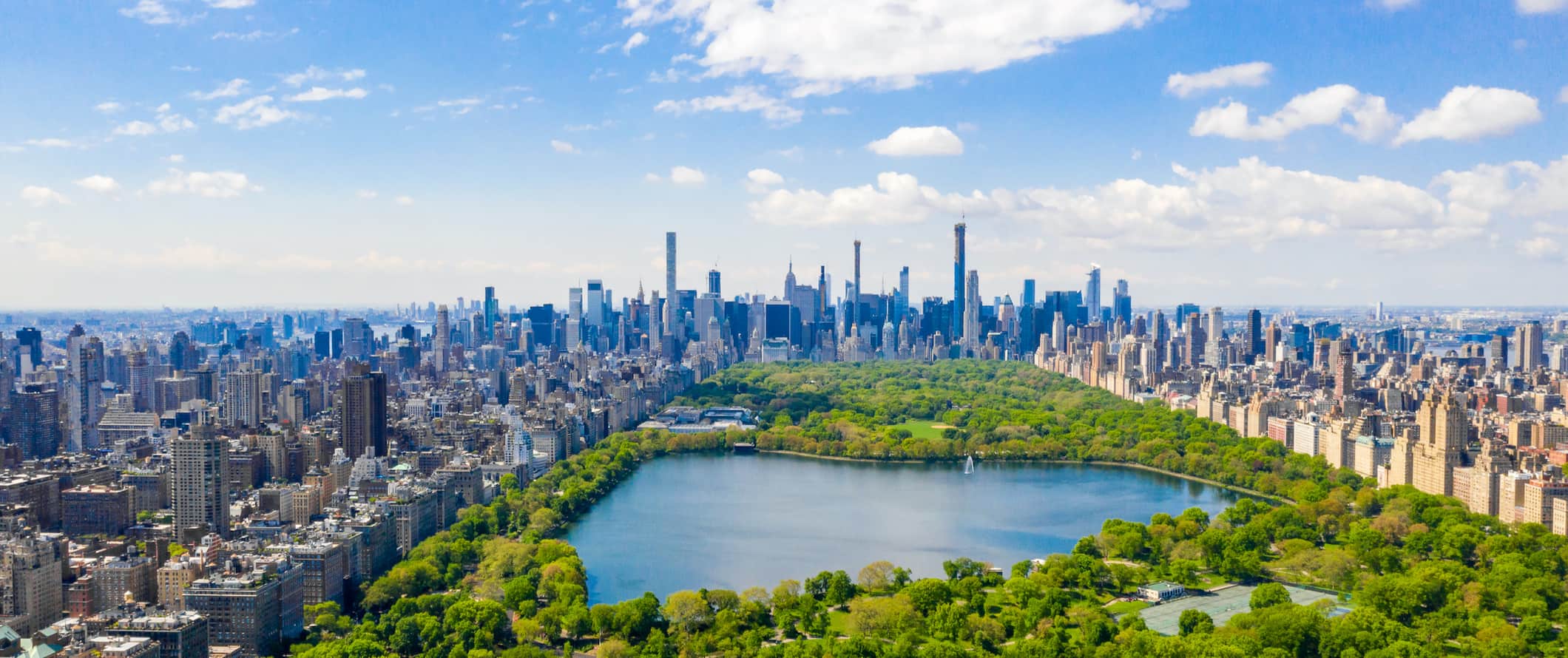 Looking out onto Central Park in New York City, USA on a clear and sunny day