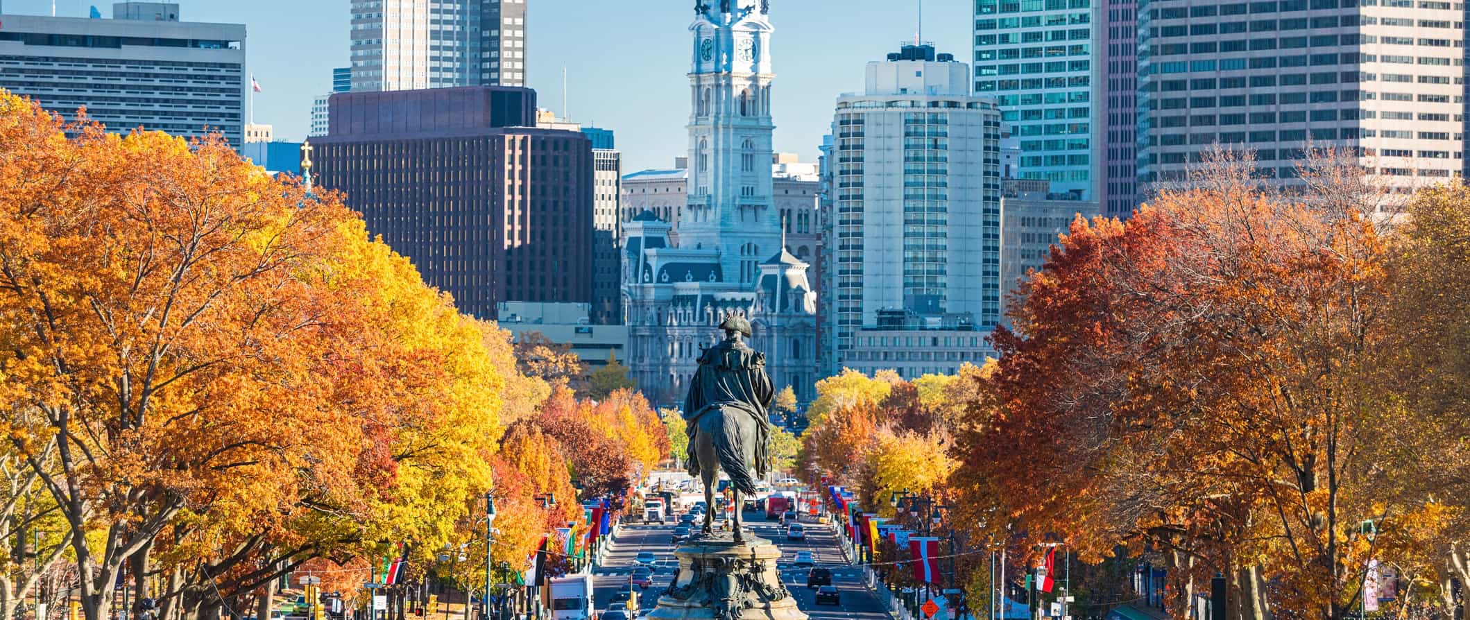 A statue of William Penn in bus downtown Philadelphia, USA