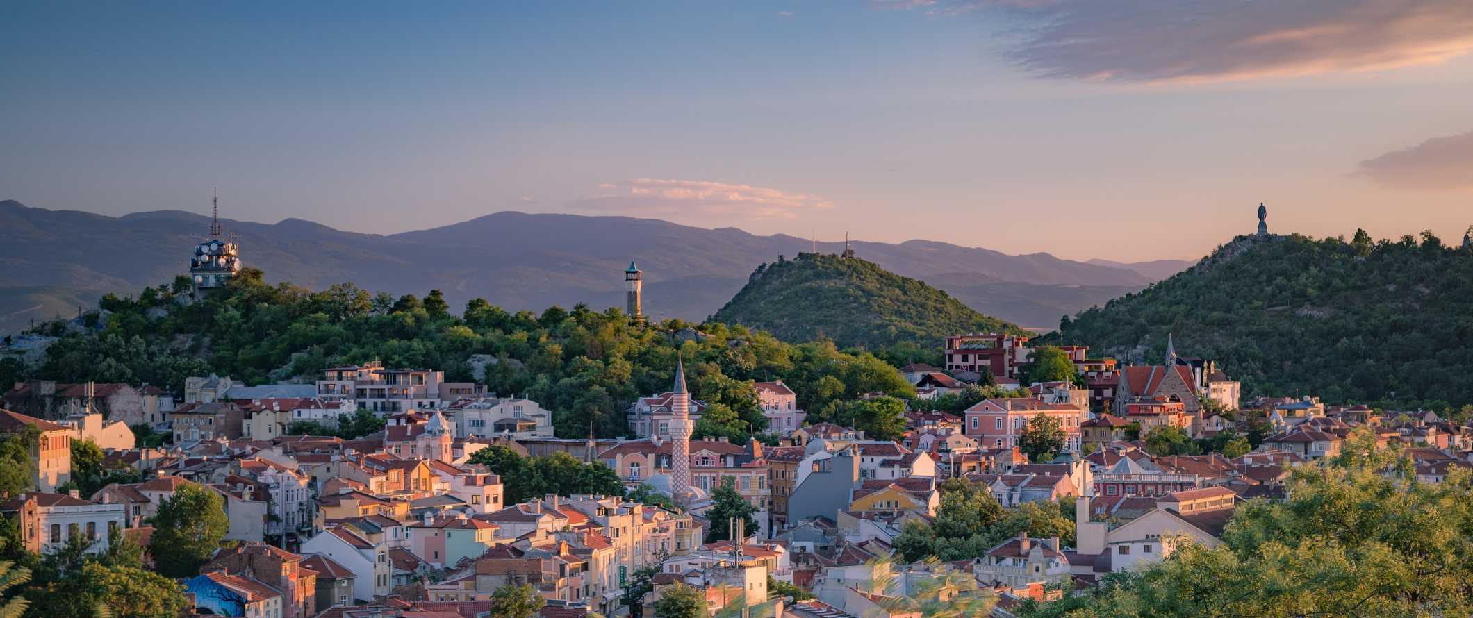 View over the rooftops of the historic center of a Plovdiv, Bulgaria