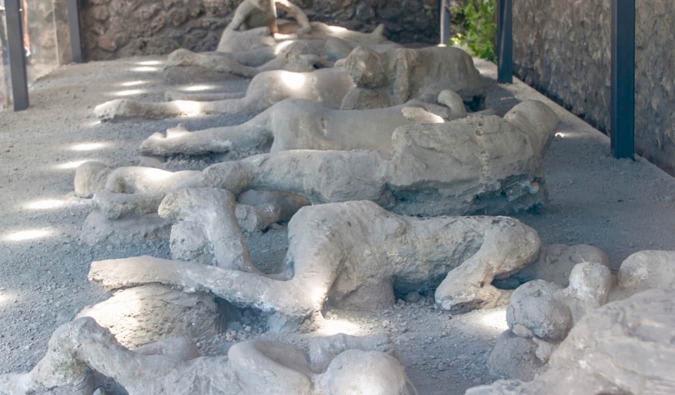 The preserved corpses of those killed in Pompeii in Garden of the Fugitives