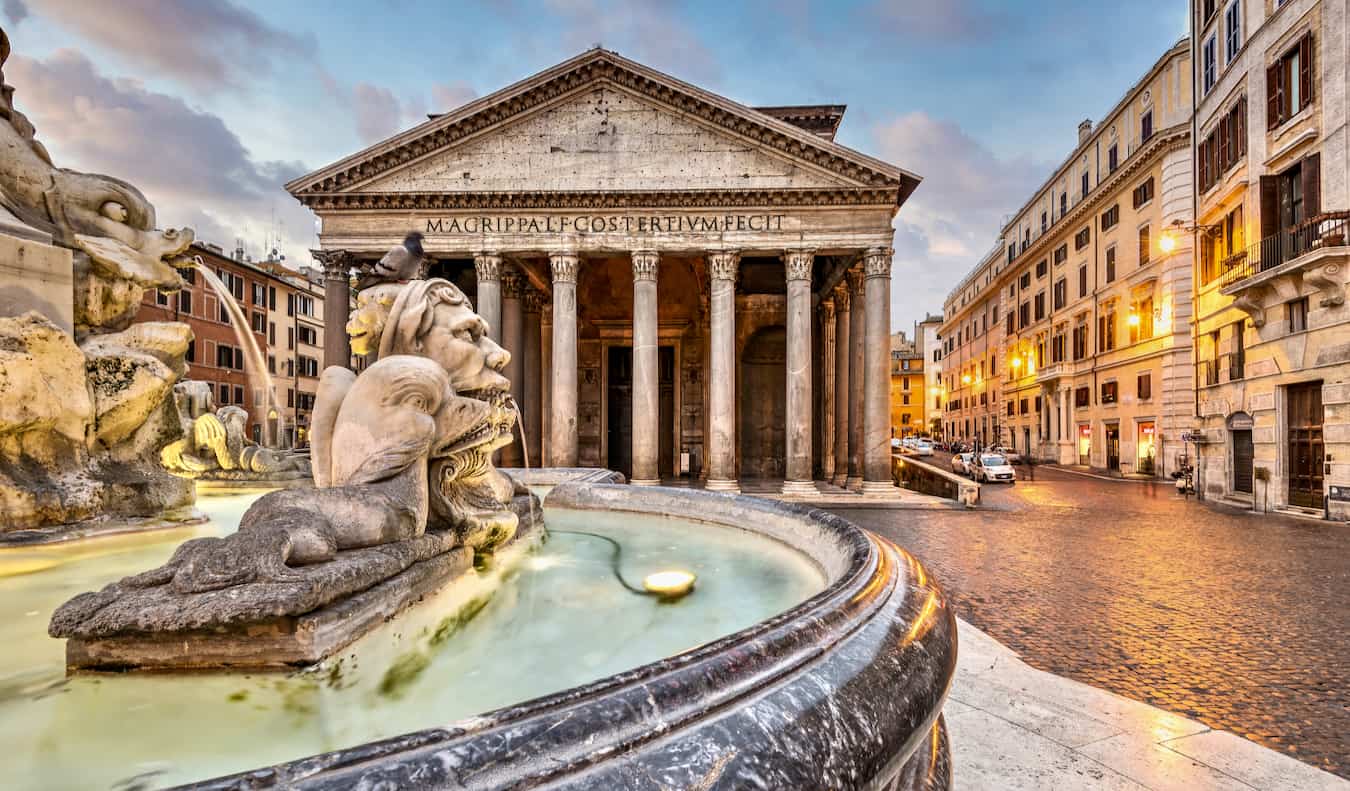 The exterior of the ancient Pantheon in Rome, Italy