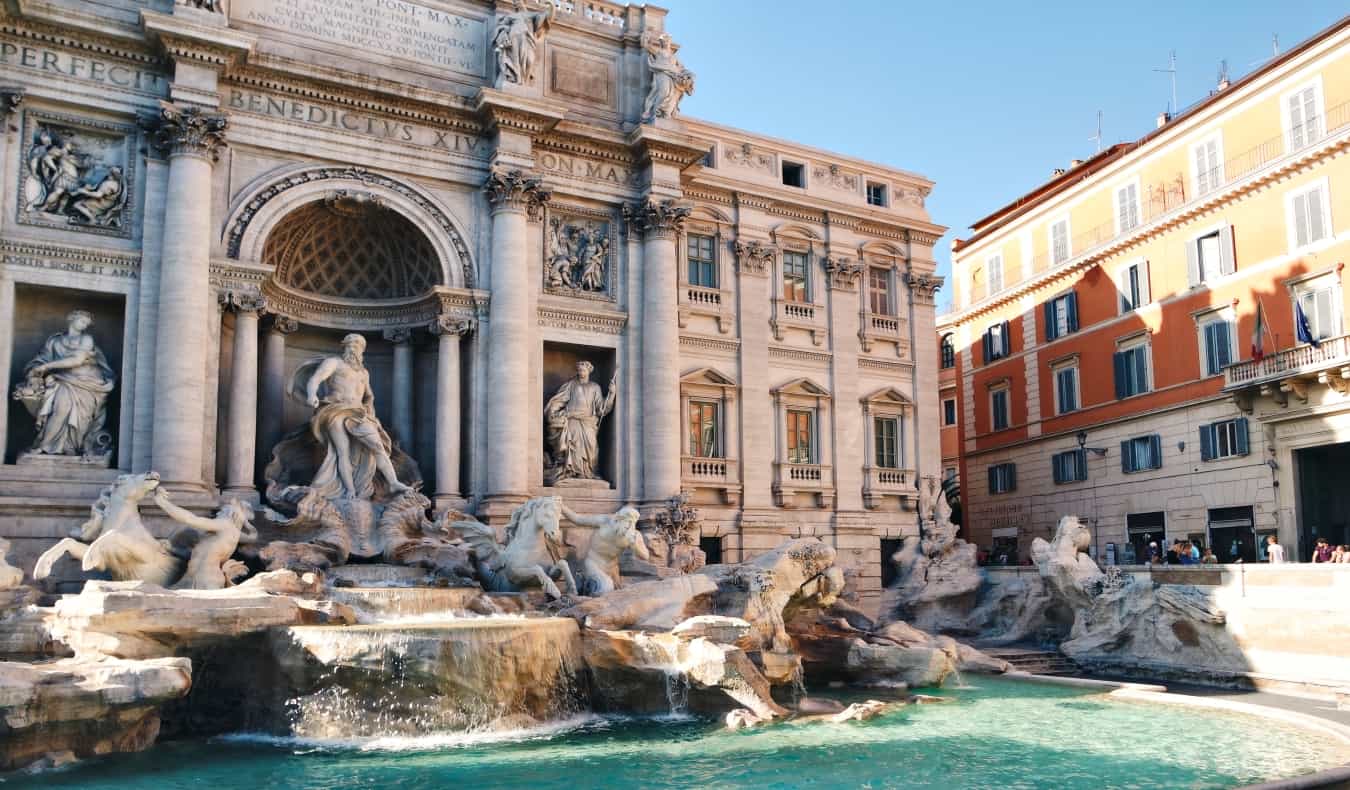 The famous and historic Trevi fountain in Rome, Italy