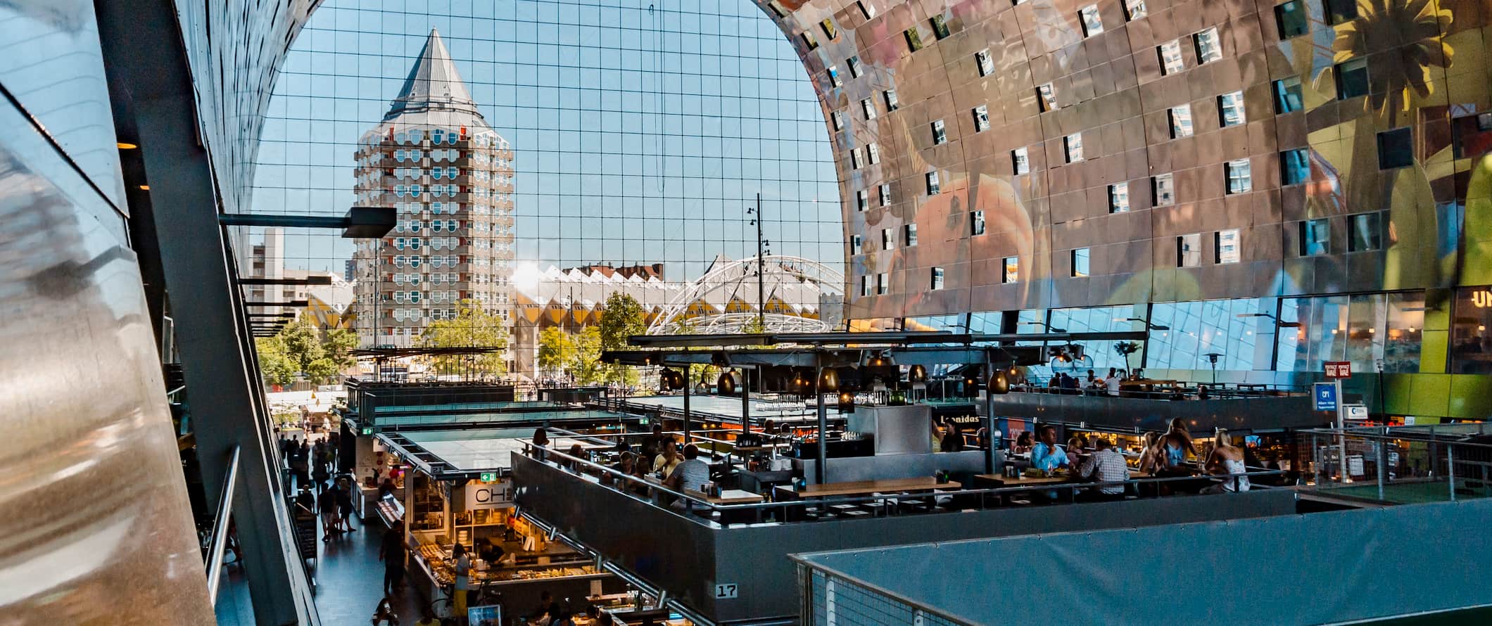 The interior of the popular Foodhallen eatery in Rotterdam, Netherlands