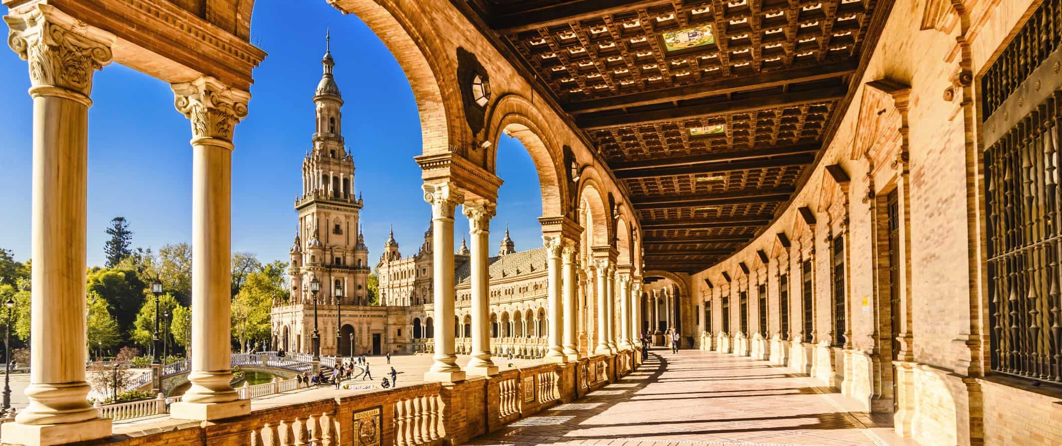 The massive historic palace in Seville, Spain
