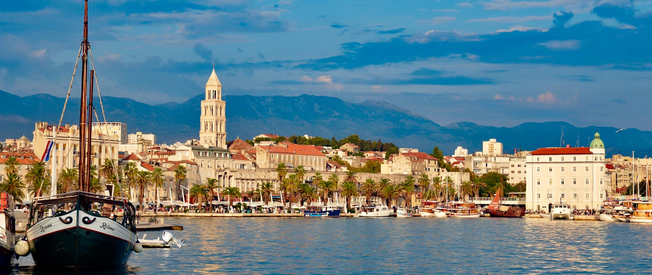 A small sailboat floating on the sea near Split, Croatia