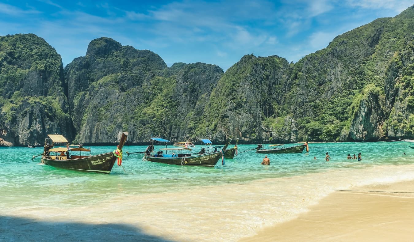 Longtail boats on the beach in Thailand
