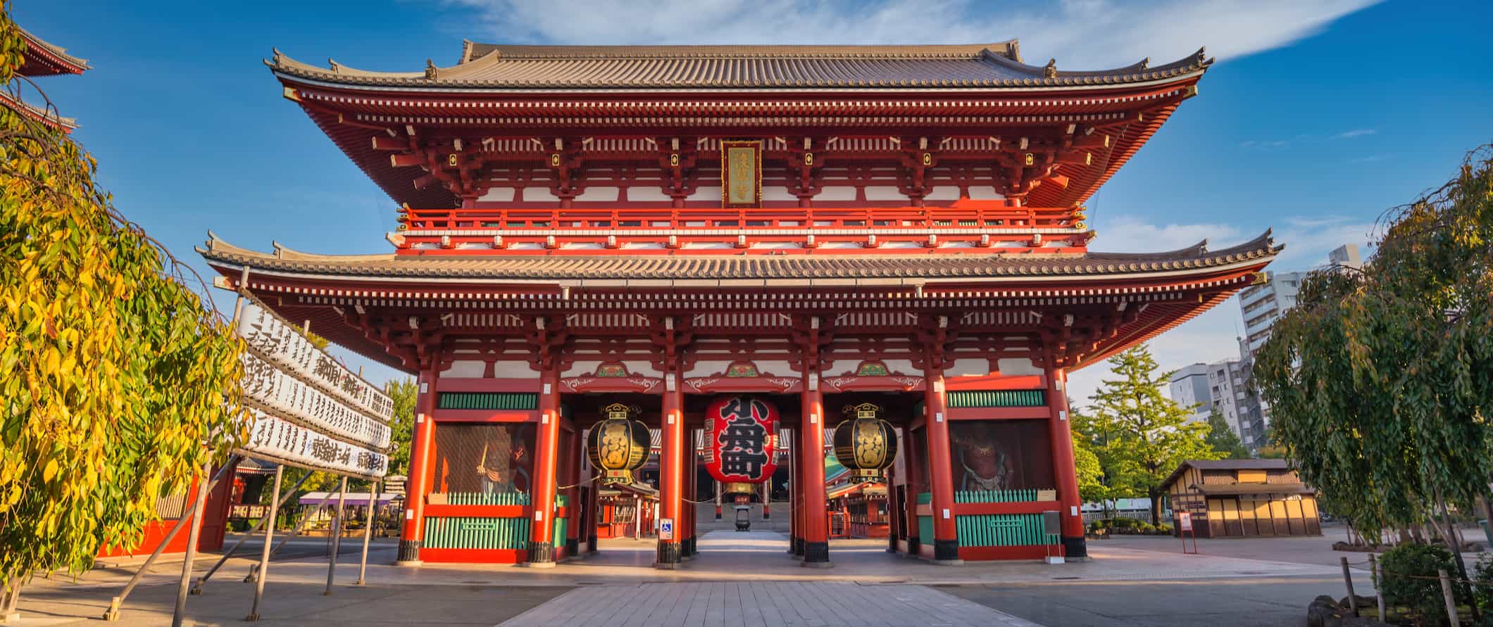 The towering and colorful Sensoji Temple in Tokyo, Japan