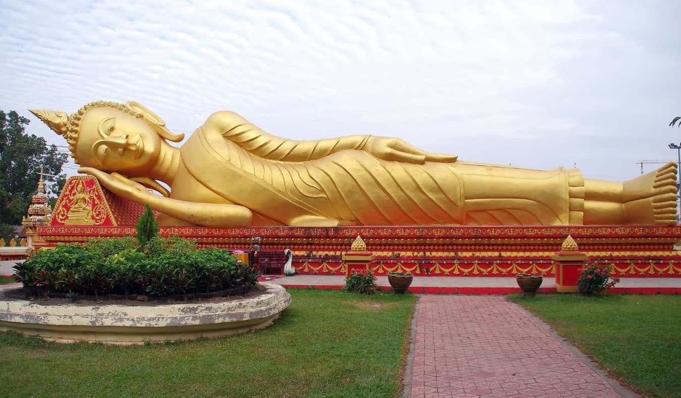 Reclining golden Buddha in Vientiane, Laos