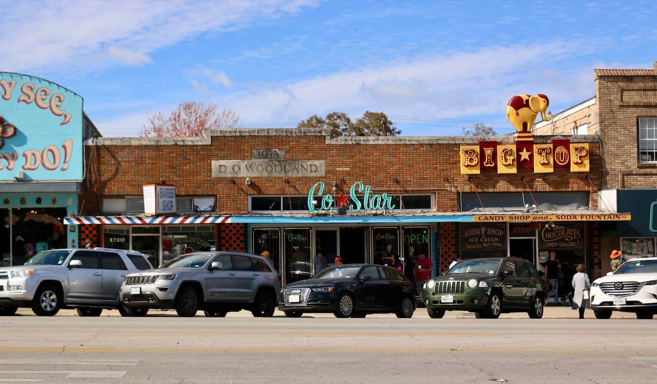 Shops along the road in South Congress, Austin, Texas