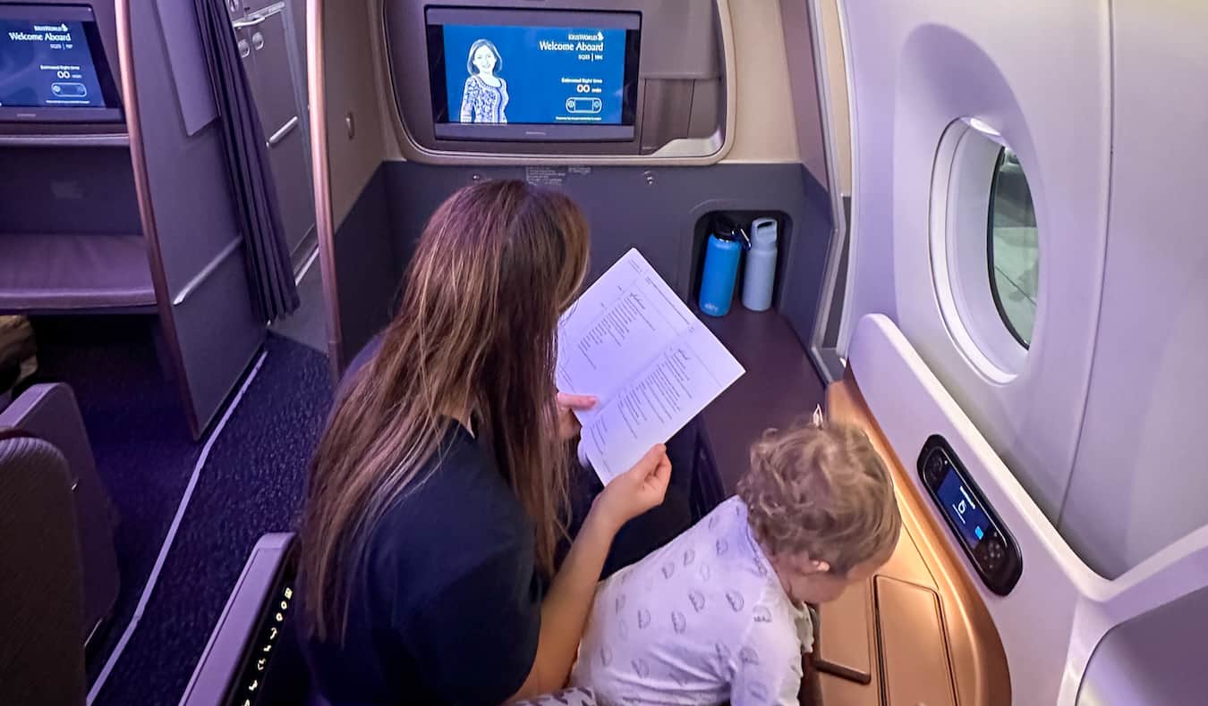 Kristin Addis flying with her toddler on a large airplane