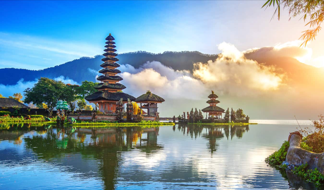 Historic temple by the water in beautiful and sunny Bali, Indonesia