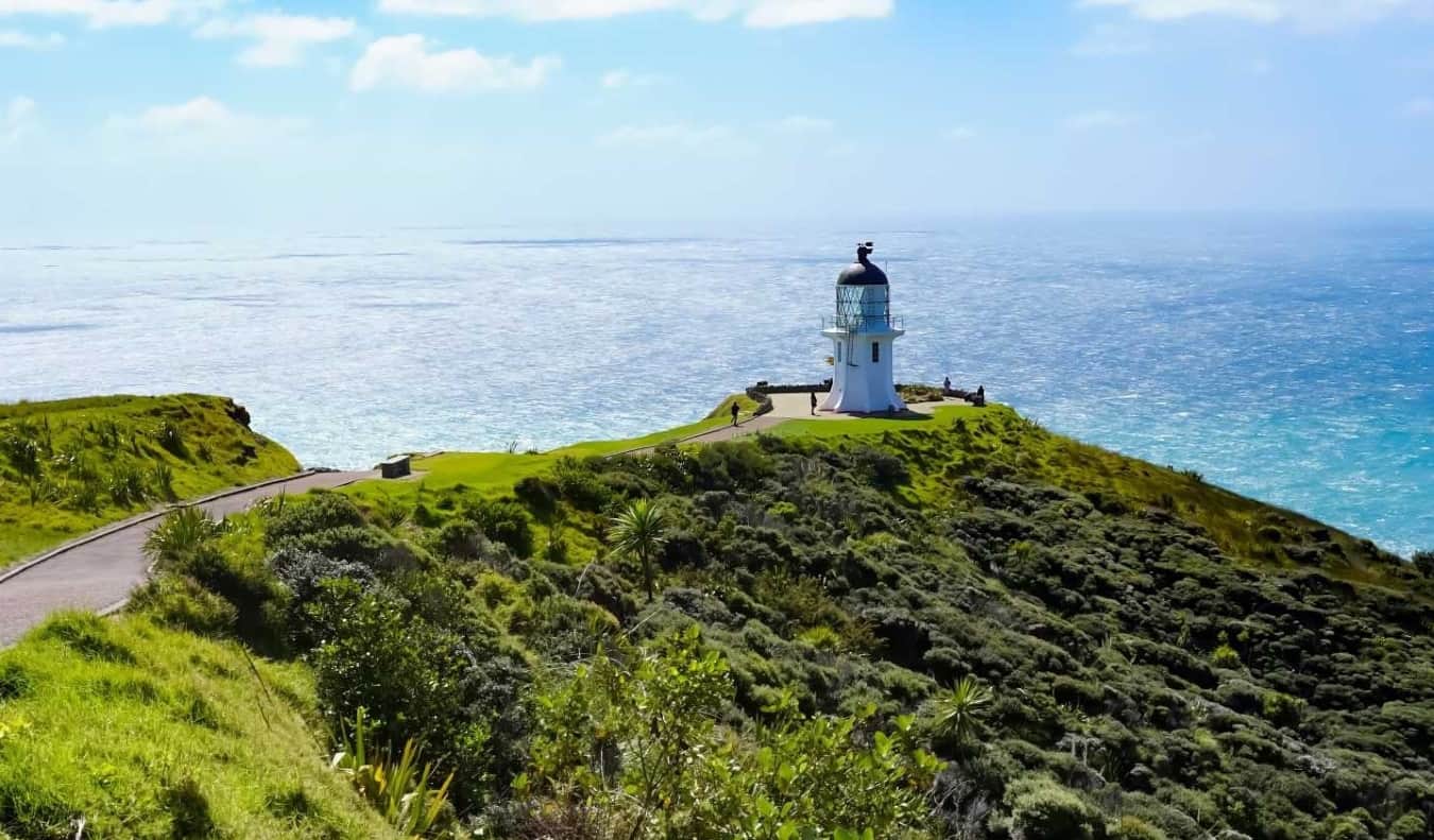 Lighthouse on the coast in the Bay of Island, New Zealand